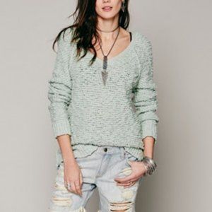 Free People Songbird Shaggy Knit Pullover Sea Foam XS
